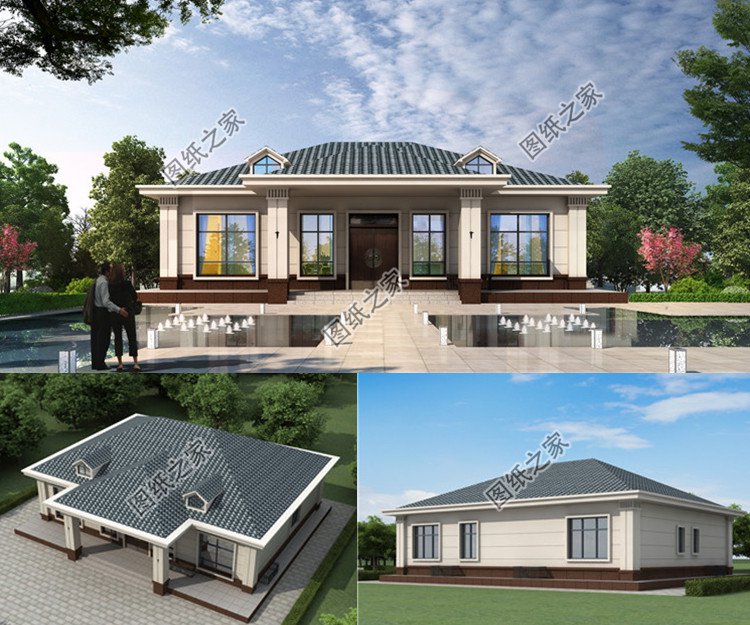 簡約時尚一層小平房設計圖效果圖