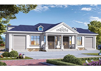 帶車庫的一層雙拼別墅設計方案，出入方便保安全，大氣優雅還長面兒