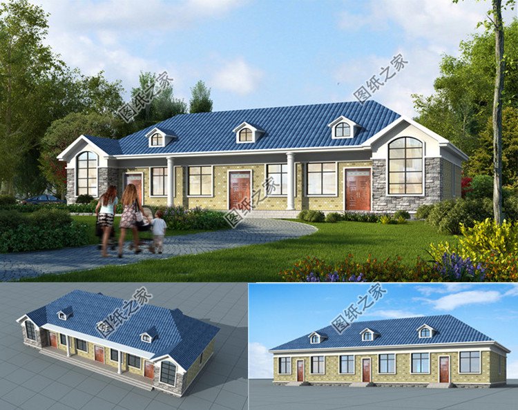 小戶型三戶聯排別墅房屋設計圖效果圖