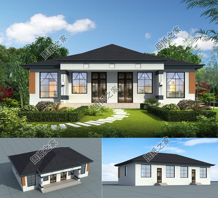 鄉村兄弟小戶型雙拼房屋效果圖