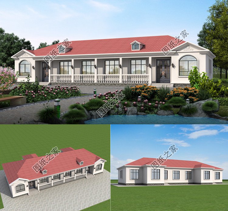 農村一層雙拼自建別墅設計效果圖