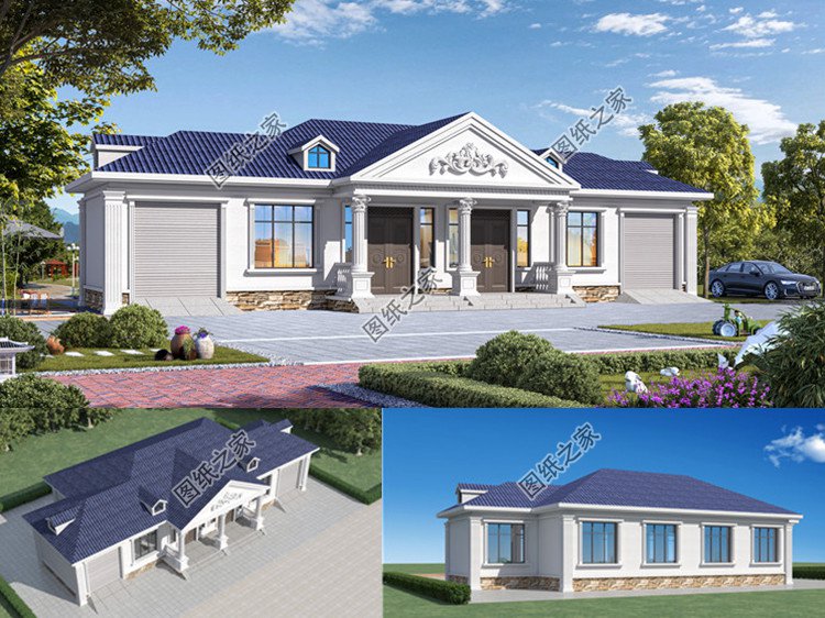 帶車庫的雙拼別墅設計方案效果圖