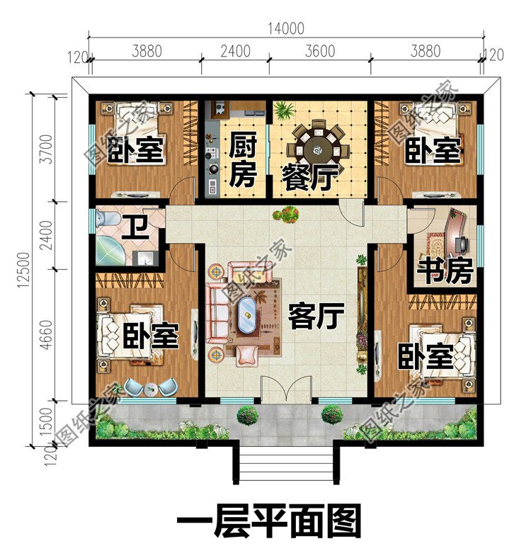 一層農(nóng)村自建房別墅設(shè)計(jì)方案一層