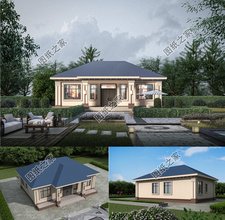 110平米一層小別墅設計方案效果圖