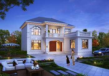 “L”字形二層別墅設(shè)計(jì)圖，獨(dú)立餐廚加連體露臺(tái)，太美了