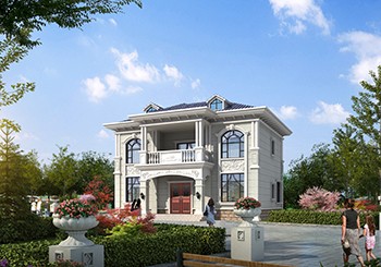 簡歐漂亮農村二層別墅設計方案圖紙，12米乘9米