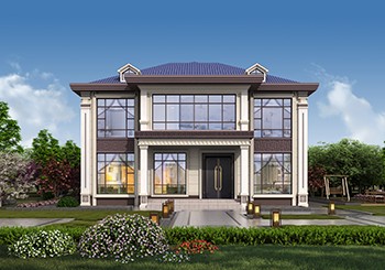 陽臺封閉的簡約實用二層別墅設計圖，15x12.8米