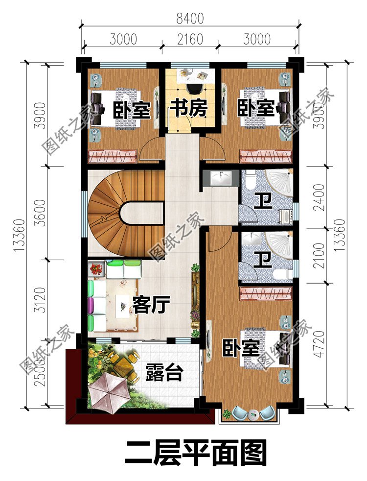 兩開間別墅設(shè)計圖二層
