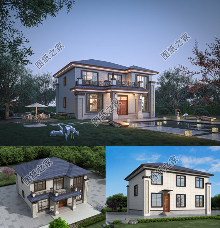 13×12米二層別墅設計圖效果圖