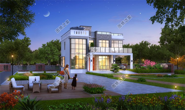 現代風二層別墅效果圖設計案例