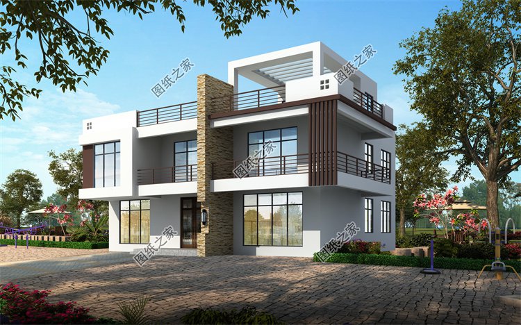 現代風二層別墅效果圖設計案例