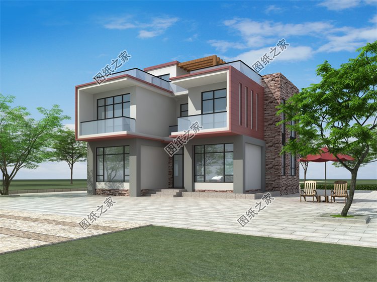 現代風二層別墅效果圖設計案例