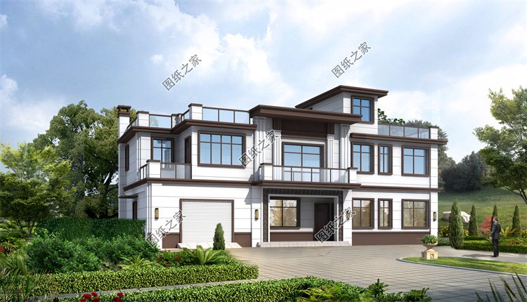 現代風二層別墅效果圖設計案例