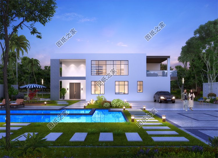 現代風二層別墅效果圖設計案例