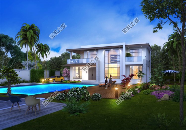 現代風二層別墅效果圖設計案例