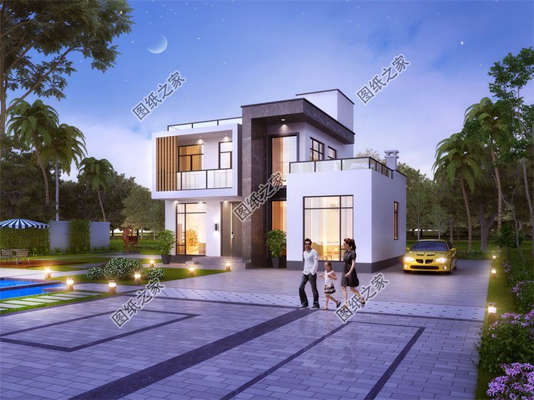 現代風二層別墅效果圖設計案例