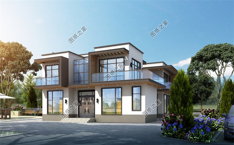 現代風二層別墅效果圖設計案例