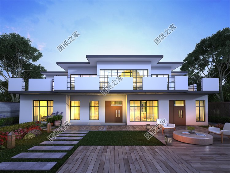 現代風二層別墅效果圖設計案例