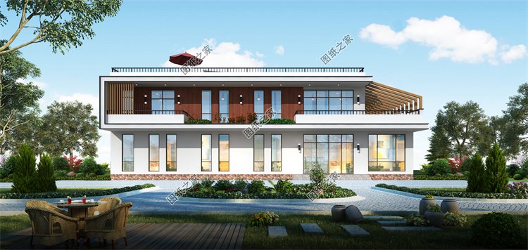 現代風二層別墅效果圖設計案例