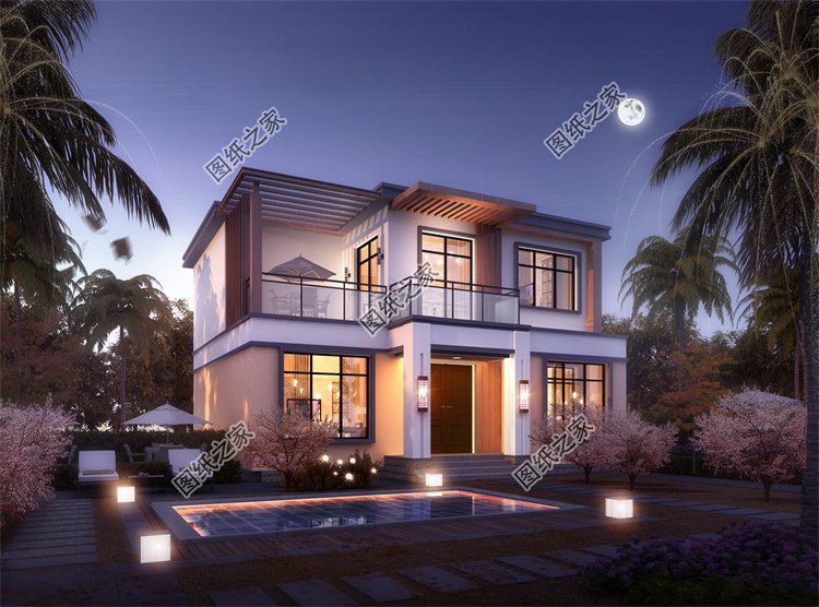 現代風二層別墅效果圖設計案例