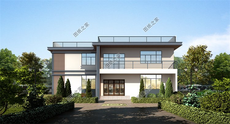 現代風二層別墅效果圖設計案例