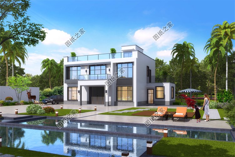 現代風二層別墅效果圖設計案例