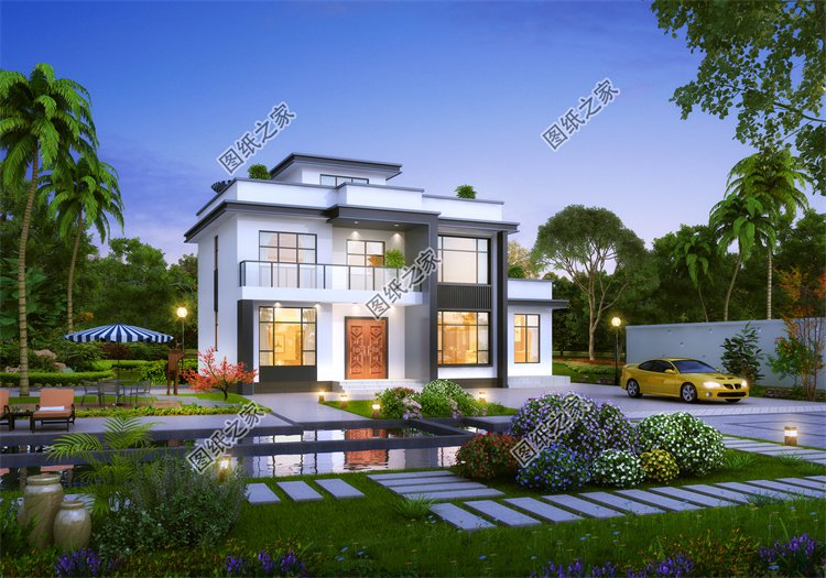 現代風二層別墅效果圖設計案例