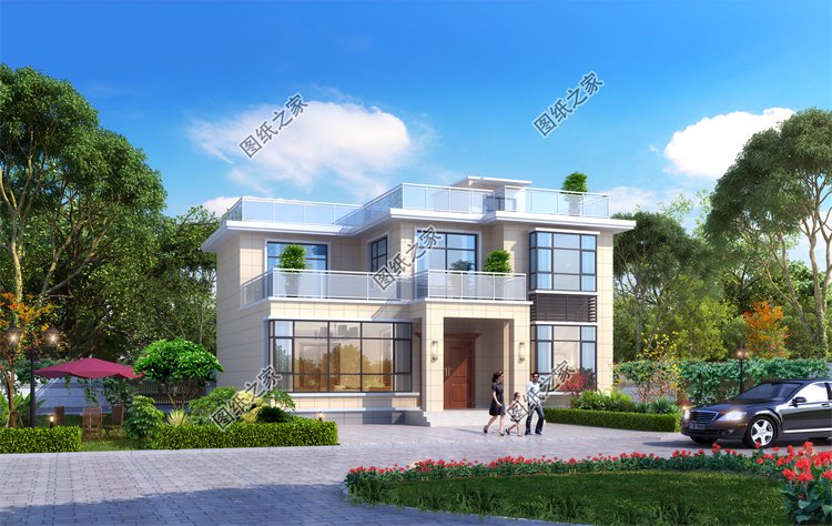 現代風二層別墅效果圖設計案例