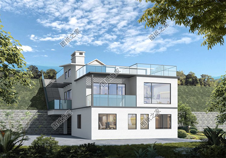 現代風二層別墅效果圖設計案例