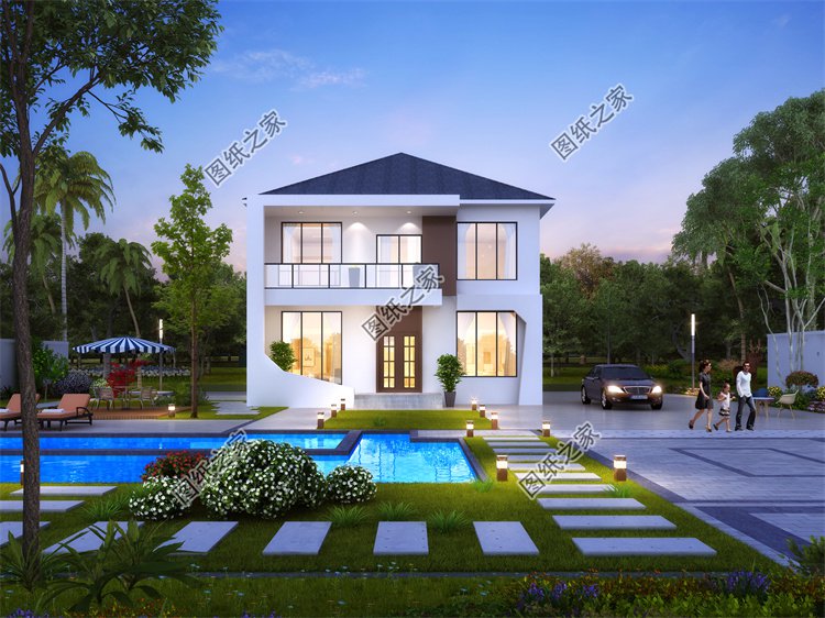 現代風二層別墅效果圖設計案例