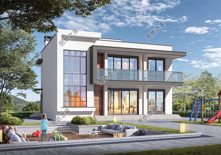 現代風二層別墅效果圖設計案例