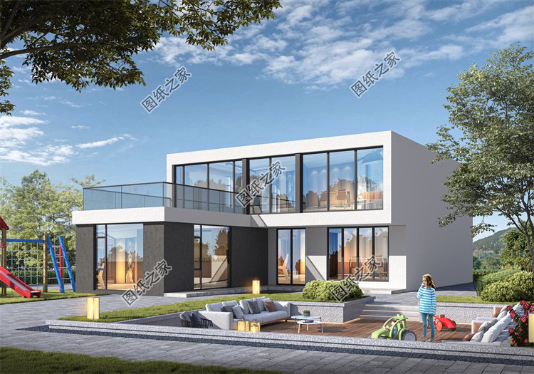 現代風二層別墅效果圖設計案例