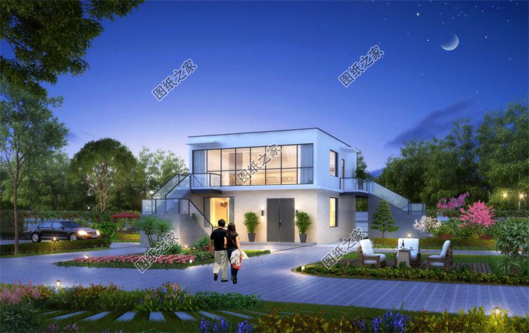 現代風二層別墅效果圖設計案例