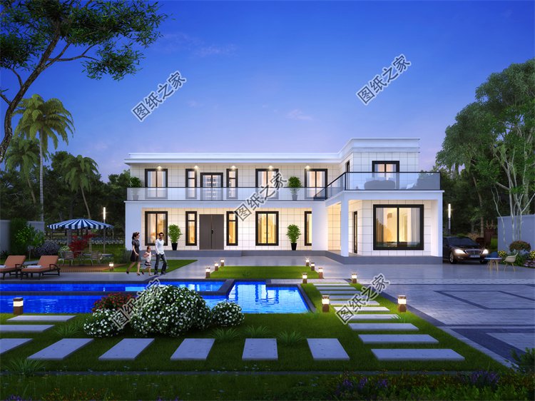 現代風二層別墅效果圖設計案例