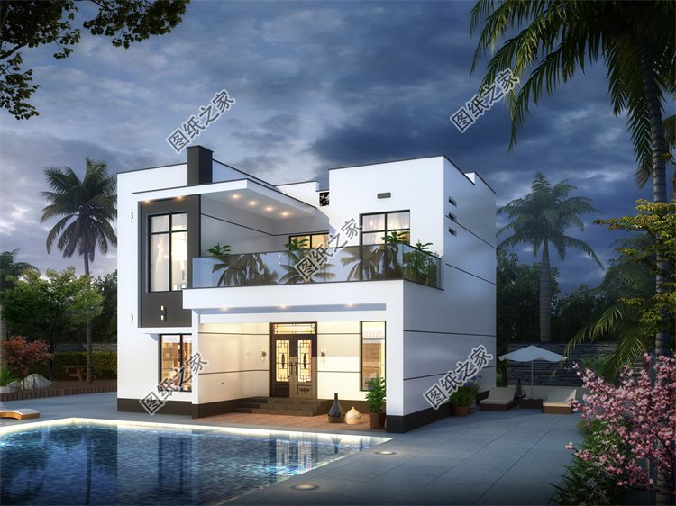 現代風二層別墅效果圖設計案例