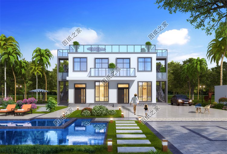 現代風二層別墅效果圖設計案例