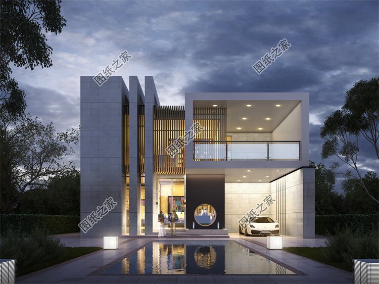 現代風二層別墅效果圖設計案例