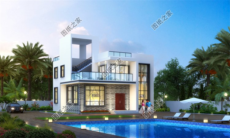 現代風二層別墅效果圖設計案例