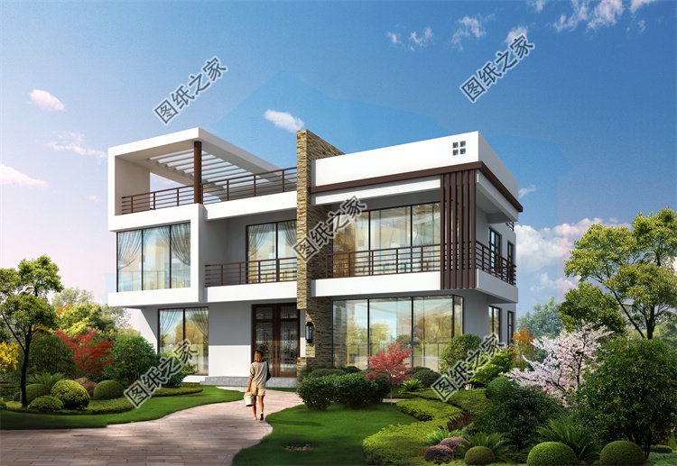 現代風二層別墅效果圖設計案例