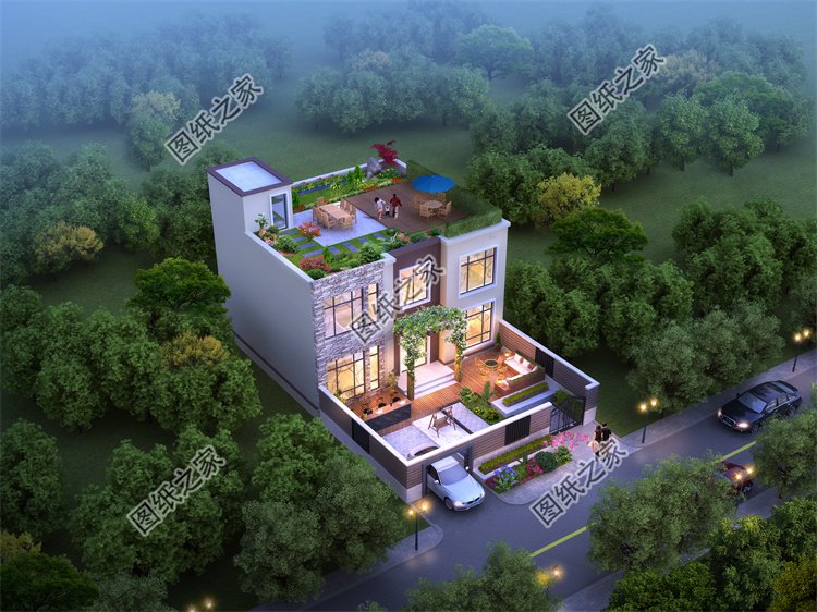 現代風二層別墅效果圖設計案例