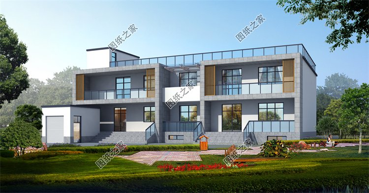 現代風二層別墅效果圖設計案例