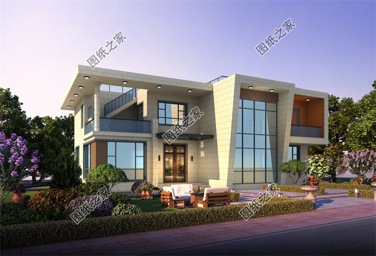 現代風二層別墅效果圖設計案例