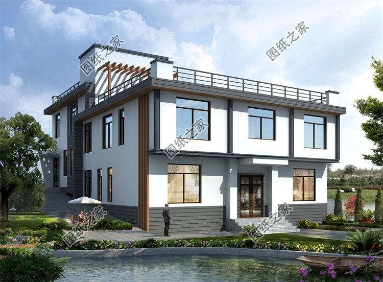 現代風二層別墅效果圖設計案例