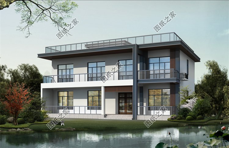 現代風二層別墅效果圖設計案例