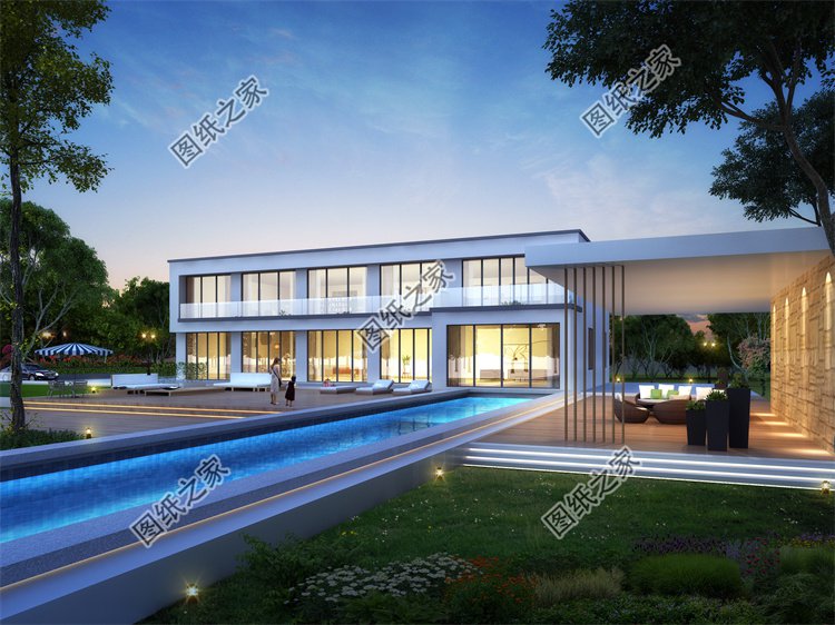 現代風二層別墅效果圖設計案例