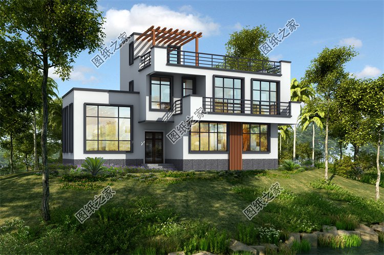 現代風二層別墅效果圖設計案例