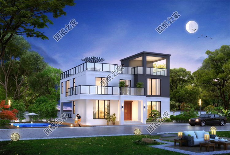 現代風二層別墅效果圖設計案例