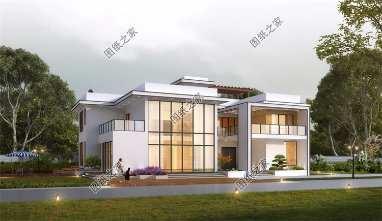 現代風二層別墅效果圖設計案例