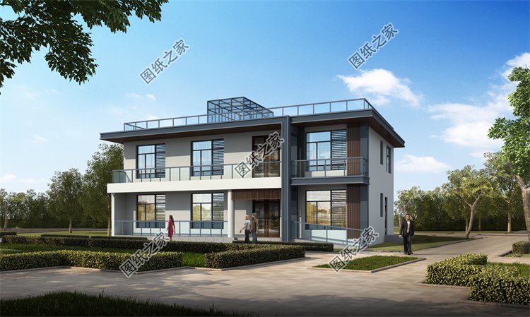 現代風二層別墅效果圖設計案例