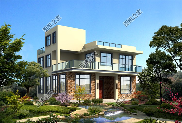 現代風二層別墅效果圖設計案例